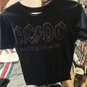 AC/DC Black Crewneck Band T‑Shirt with White Graphic